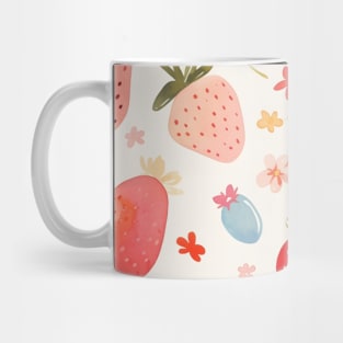 Cute Pink Red Strawberry Pattern Mug